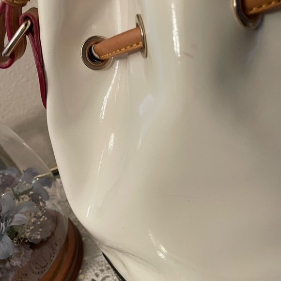 Dooney & Bourke patent leather two tone drawstring bag - Picture 8 of 16